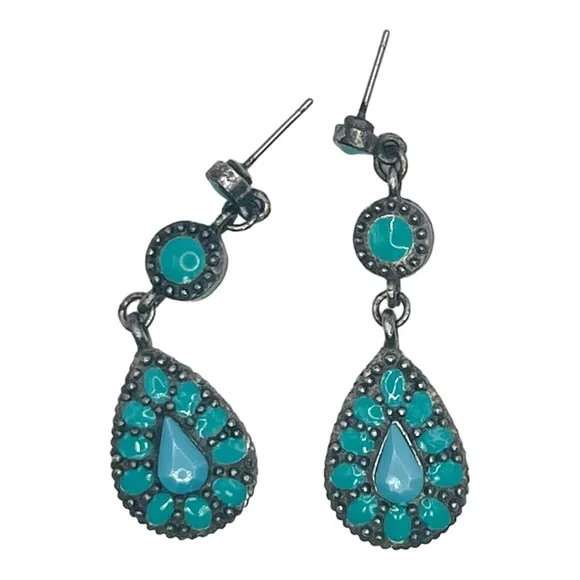 Vintage Laila Rowe Aquamarine Accent Dangle Drop Pierced Earrings - Picture 3 of 10